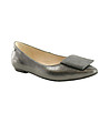 Дамски сиви обувки от естествена кожа с гланцов ефект Alisha-4 снимка