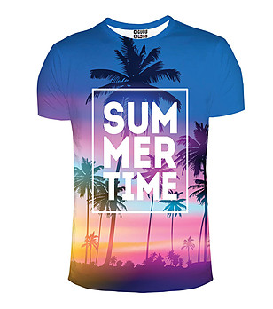 Unisex тениска в сини и лилави нюанси Summer time снимка