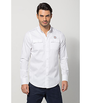 Бяла мъжка памучна риза Bartek снимка