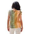 Памучна блуза в оранжеви и зелени нюанси с полуръкави-1 снимка