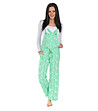 Памучна дамска пижама от 2 части в бяло и зелено-0 снимка