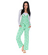 Памучна дамска пижама от 2 части в бяло и зелено-2 снимка