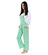 Памучна дамска пижама от 2 части в бяло и зелено-3 снимка