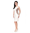 Бяла рокля с бежови елементи Lina-2 снимка