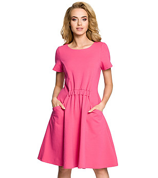 Памучна рокля в нюанс на цвят циклама от фино плетиво Carlina снимка