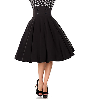 Черна клоширана пола с декоративни копчета Mena снимка