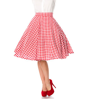 Памучна пола в червено и бяло на каре Sarah снимка