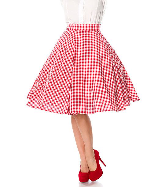 Памучна пола в червено и бяло на каре Sarah снимка