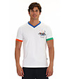 Памучна мъжка тениска в бяло с контрастни кантове Gino-0 снимка