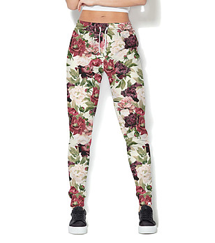 Дамски панталон в цвят екрю с флорален принт Betta снимка