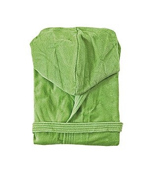 Зелен халат за баня с качулка снимка