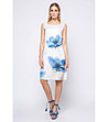 Лятна рокля в бяло с флорален принт в синьо Millie-0 снимка