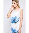 Лятна рокля в бяло с флорален принт в синьо Millie-2 снимка