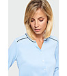 Светлосиня дамска риза с контрастни кантове Simona-3 снимка
