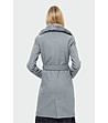 Светлосиво дамско дълго палто с пухкава яка Carolyn-1 снимка