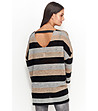 Дамски пуловер в сиво, черно и цвят тютюн Lizette-1 снимка