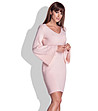 Розова рокля от плетиво с разкроени ръкави Evangelina-1 снимка