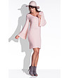 Розова рокля от плетиво с разкроени ръкави Evangelina-2 снимка