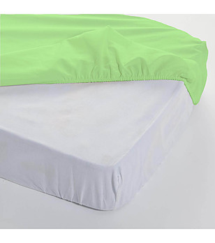 Зелен памучен чаршаф с ластик 90х200 см снимка
