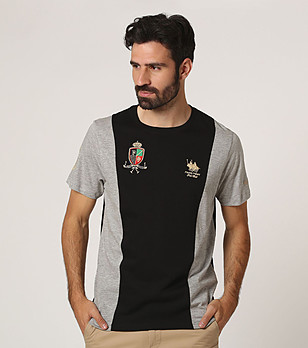 Мъжка памучна тениска в черно и сиво Hilliart снимка