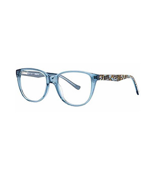 Сини дамски рамки за очила с кафяви мотиви снимка