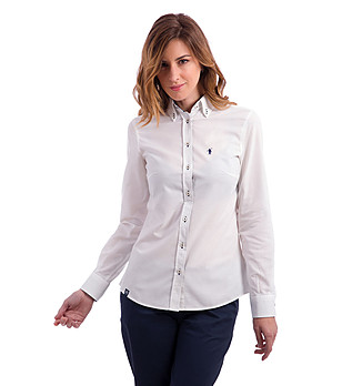 Бяла памучна дамска риза Eva снимка