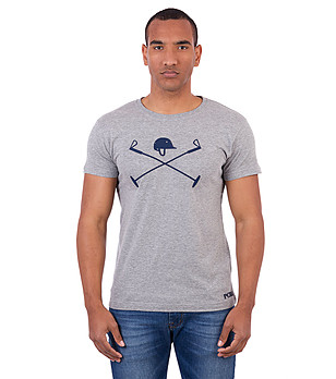 Мъжка памучна тениска в сив меланж с лого Tito снимка