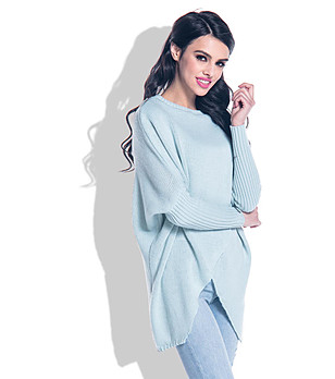 Плетен дамски пуловер в светлосиньо Avisia снимка
