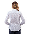 Бяла памучна дамска риза с тъмносин принт морско конче Tedi-1 снимка