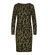 Вталена рокля в каки с леопардов принт Roxana-4 снимка