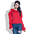 Червен дамски пуловер с нестандартни ръкави Anabela-0 снимка