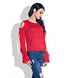 Червен дамски пуловер с нестандартни ръкави Anabela-1 снимка