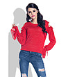 Червен дамски пуловер с нестандартни ръкави Anabela-2 снимка