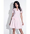Розова памучна рокля с панделка Toni-1 снимка