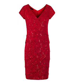 Червена рокля с пайети Ela снимка