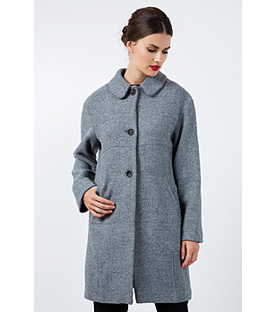 Дамско палто в сив меланж Noli с вълна снимка