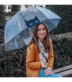 Прозрачен чадър с принт Коте снимка