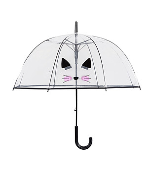 Прозрачен чадър с принт Котешки ушички снимка