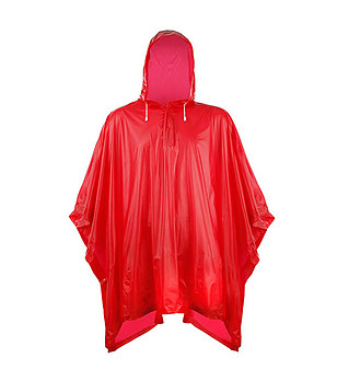 Дъждобран тип пончо в червено снимка