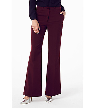 Дамски клоширан панталон в цвят бургунд Rosalyn снимка