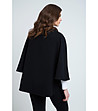 Черно дамско плетено палто тип пончо с вълна Violeta-1 снимка