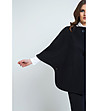 Черно дамско плетено палто тип пончо Violeta-2 снимка