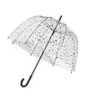 Прозрачен чадър с черен принт Звездички-3 снимка