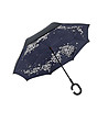 Черен чадър с обратно отваряне и вътрешен принт Черешов цвят-0 снимка