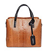 Дамска кожена чанта в цвят коняк Jane-0 снимка