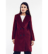 Дамско вълнено палто в нюанс на цвят вишна Faye-0 снимка
