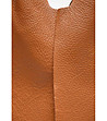 Голяма дамска кожена чанта в цвят коняк Delmira-2 снимка