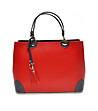 Дамска кожена чанта в червено и черно Thea-0 снимка