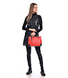 Дамска кожена чанта в червено и черно Thea-4 снимка