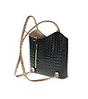 Дамска кожена чанта за рамо в черно и цвят таупе Sally-2 снимка